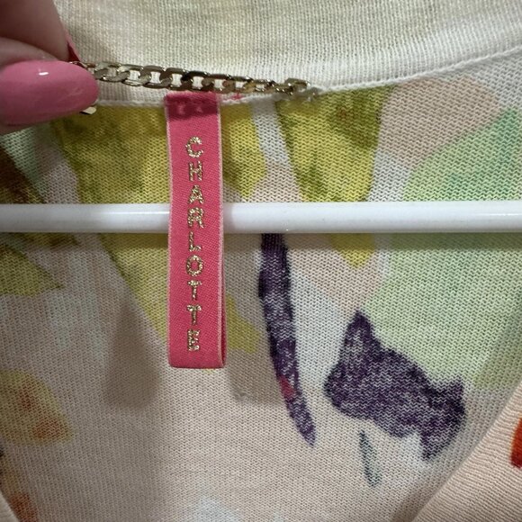 Charlotte Tarantola Floral embroidered cardigan size small? Spring Sweater Top - Picture 2 of 5